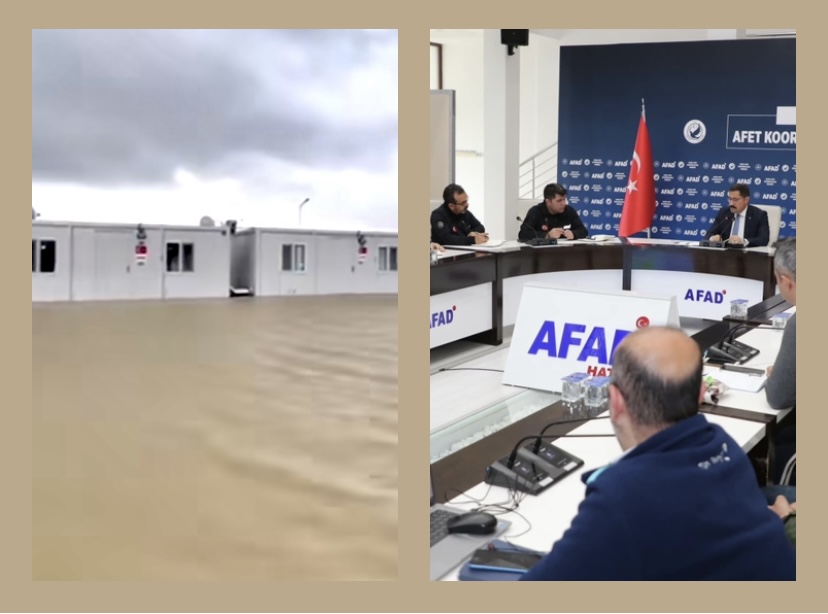 HATAY’DAKİ KONTEYNER KENT ŞİDDETLİ YAĞIŞLARLA SULAR ALTINDA KALDI